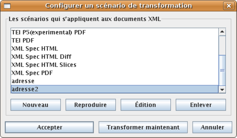 Configurer un sc&eacute;nario