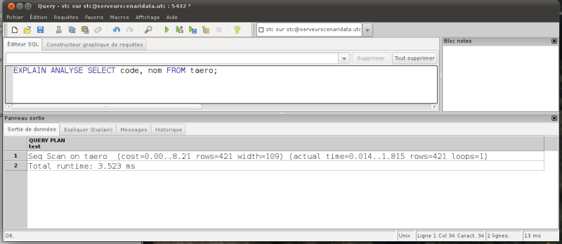 EXPLAIN ANALYSE SELECT code, nom FROM taero
