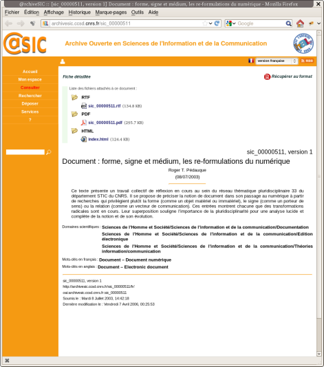 Exemple d'article sur @rchiveSIC