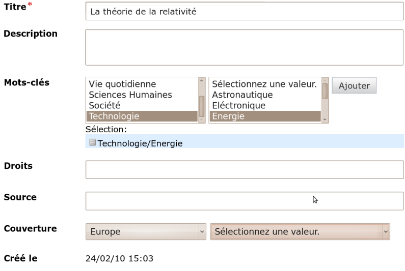 Indexation selon des référentiels géographique et thématique (Nuxéo-DM)