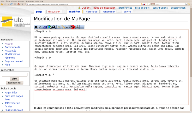 Modification d'une page (MediaWiki)