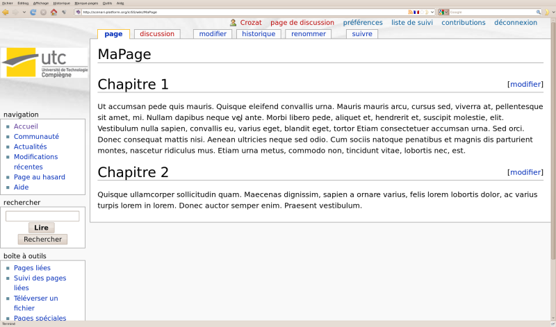 Visualisation de la version courante (MediaWiki)