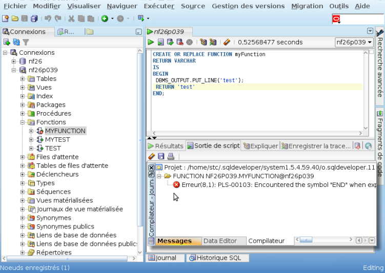 PL/SQL (Fonction en erreur)