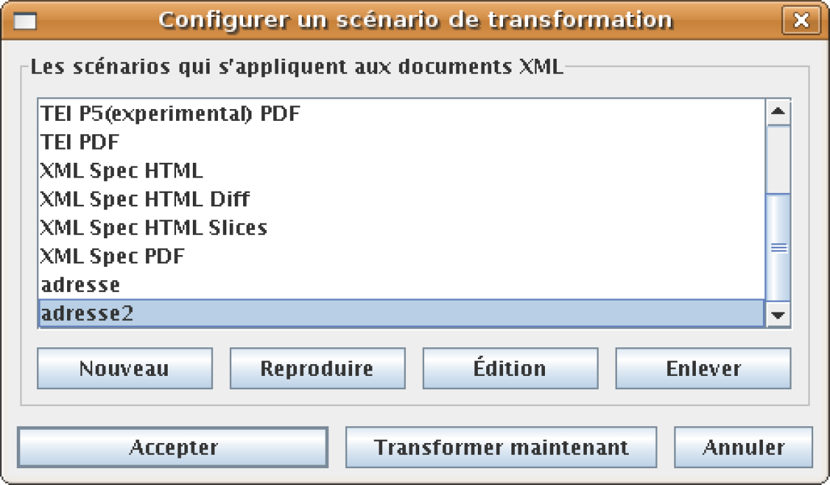 Configurer un scénario