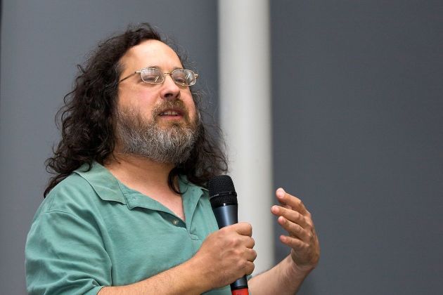 Photo de Richard Stallman en conférence