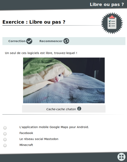 Exemple de quiz utilisé lors de conférences en collèges et lycées par Picasoft