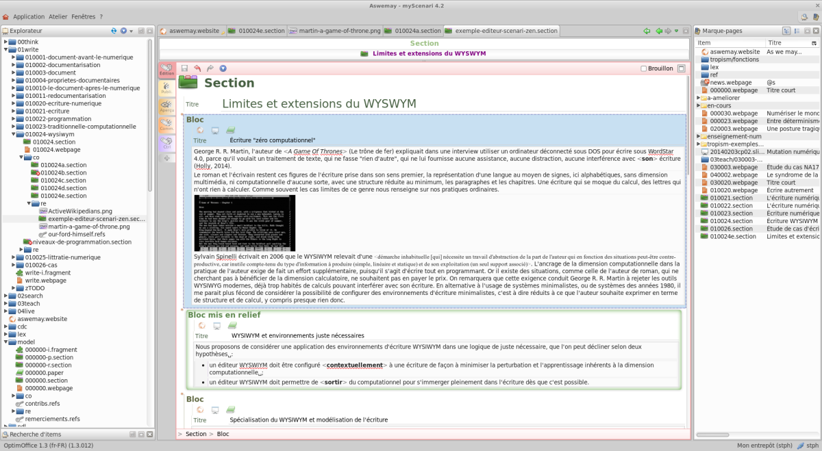 Environnement d'édition Scenari complet