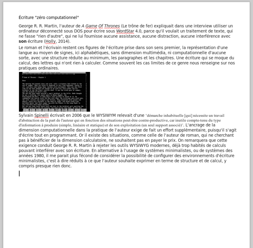 Environnement d'édition Zen (projection)