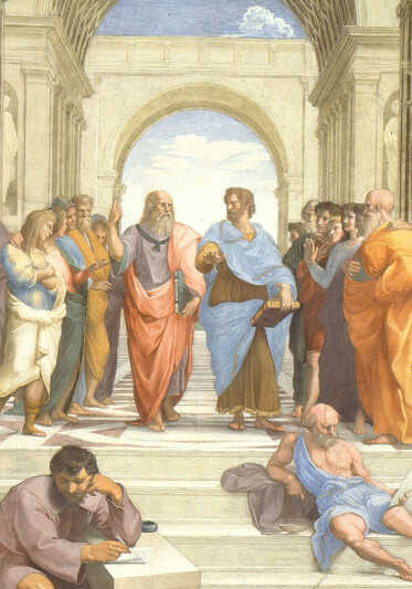 Extrait de « L'École d'Athènes » par Raphaël (domaine public)
