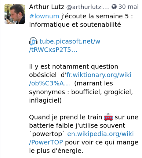 Exemple de publication initiale #lownum, par @arthurlutzim@mamot.fr - https://mamot.fr/@arthurlutzim/108390741104138903