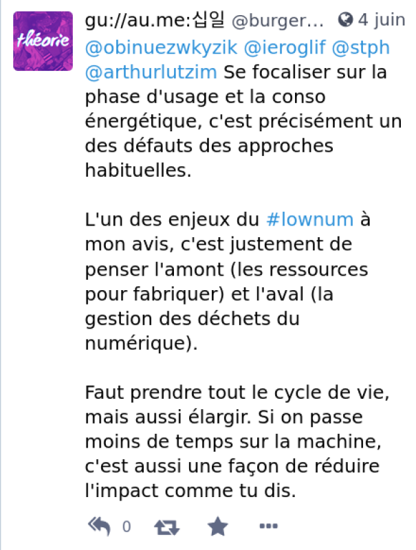 Exemple d'un message #lownum publié par une personne extérieure au librecours, par @burgervege@mamot.fr - https://mamot.fr/@burgervege/108415879749398303