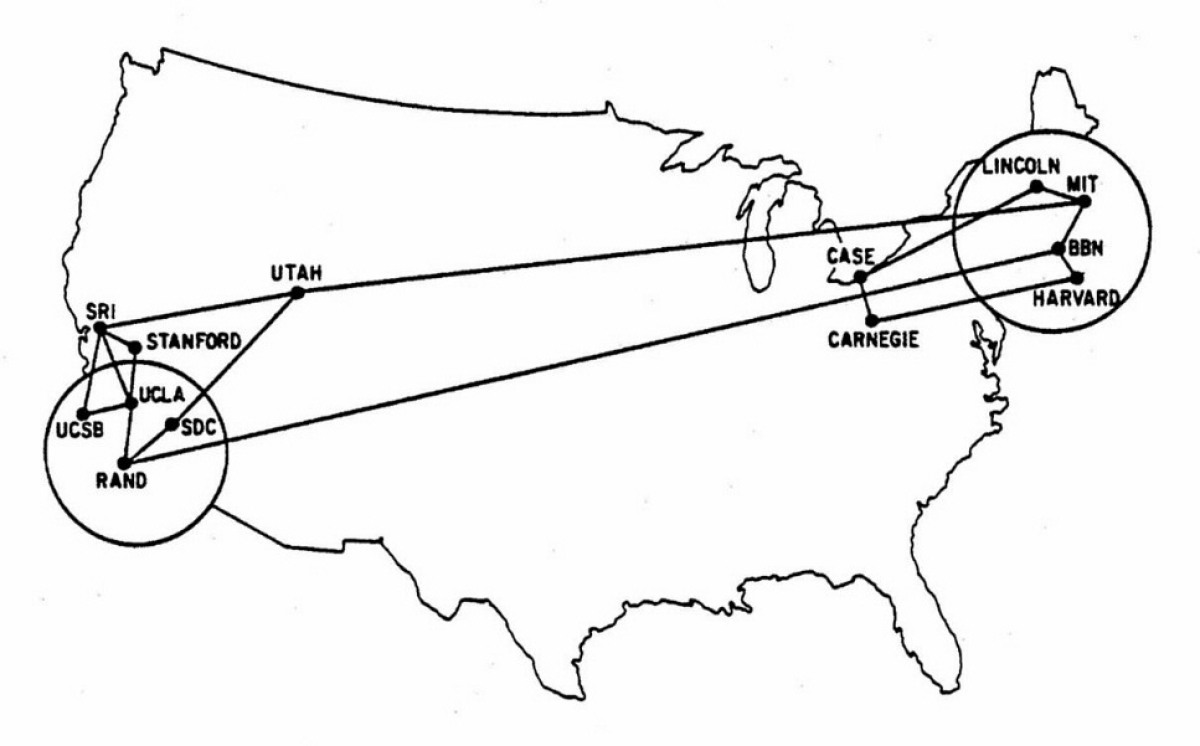 Arpanet en 1970. Timothy B. Lee, 2014. https://www.vox.com/a/internet-maps
